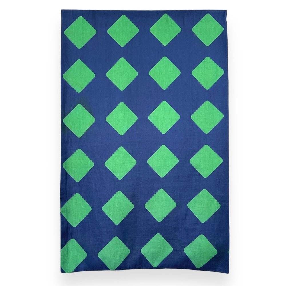 Vintage Blue & Green Diamond Print Lightweight Silk Scarf